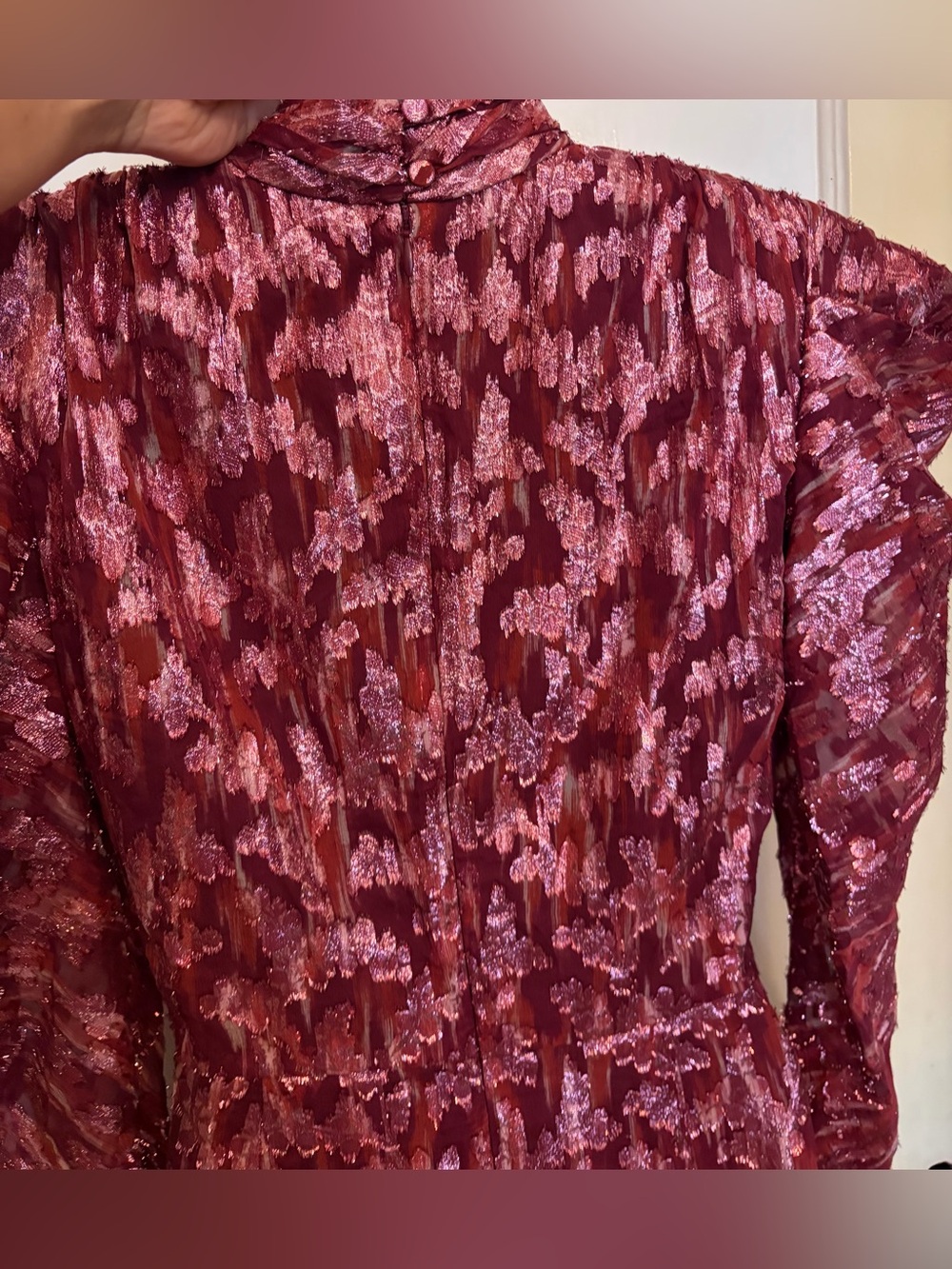 Jonathan Simkhai Vine metallic jacquard long sleeve midi dress - Picture 7 of 16